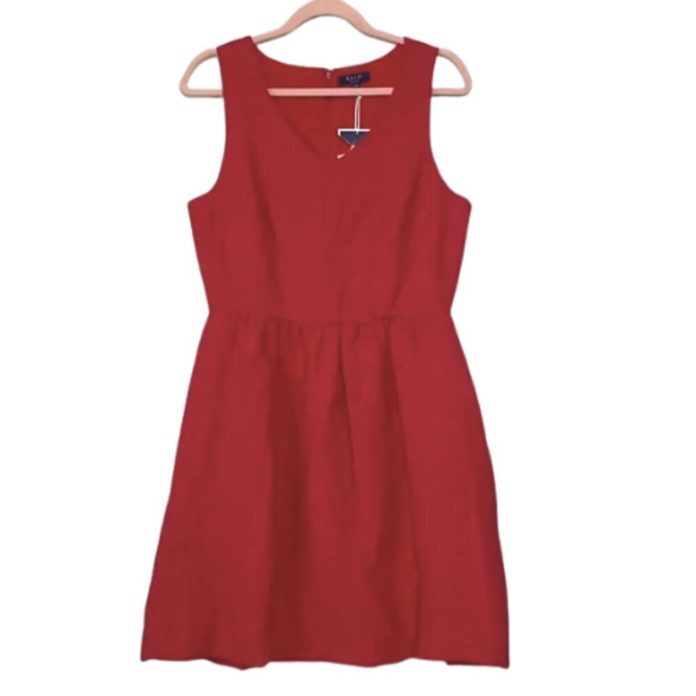 Kaari Blue Micro Pleat Texture Fit & Flare Red Midi Dress Sz. 12 NWT